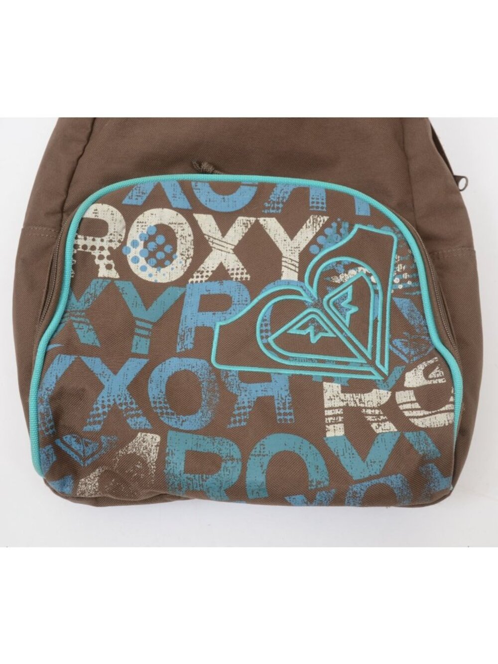 ROXY Brown Blue Girls Backpack School Bag Logo Preppy Cheerleader Surfer - Picture 2 of 8